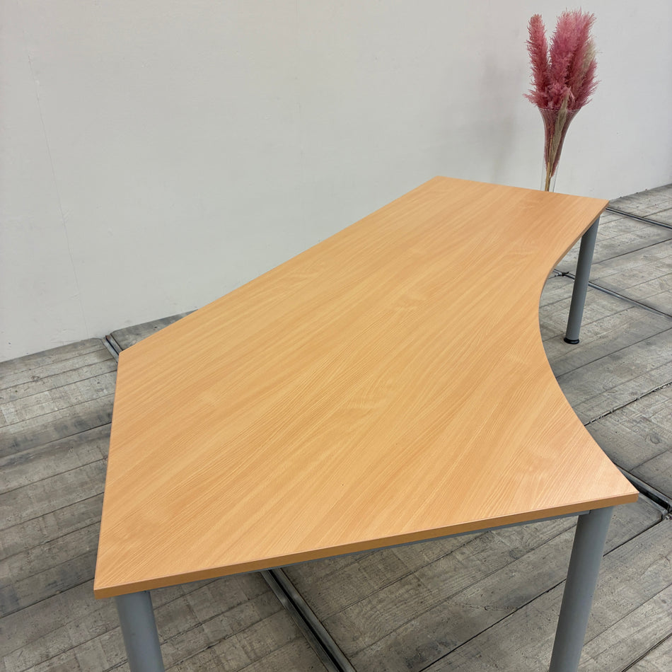 Assmann Freiformschreibtisch Buche Holz Geschwungen Schreibtisch 260cm Tisch Gebraucht