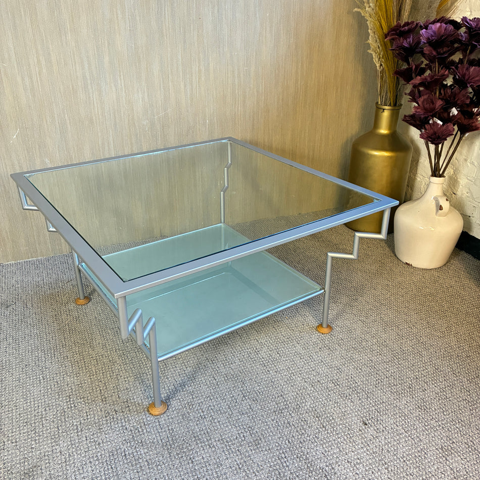 Couchtisch silber Glas Metall Tisch