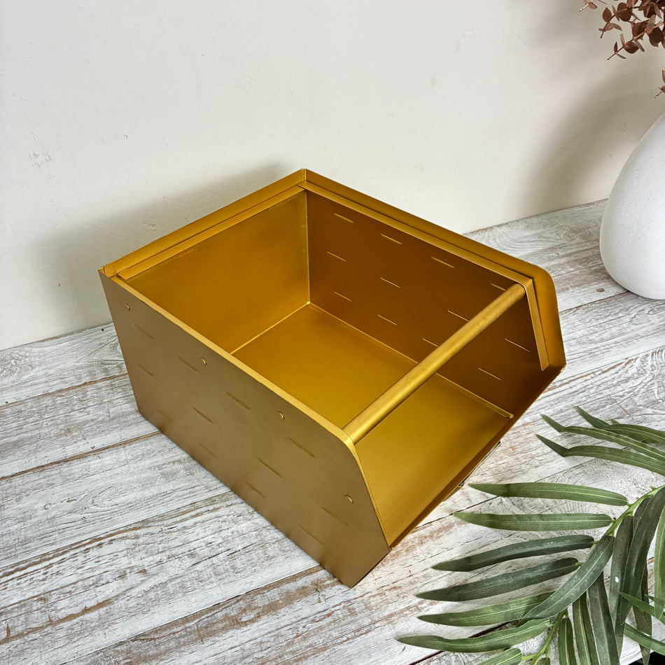 Aufbewahrungsbox Golden Metall Sichtlagerbox Deko Kiste Organisation