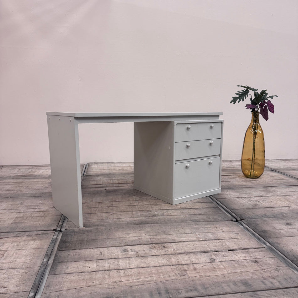 Schreibtisch Grau Holz mit Unterschrank 3 Schubladen Tisch Gebraucht