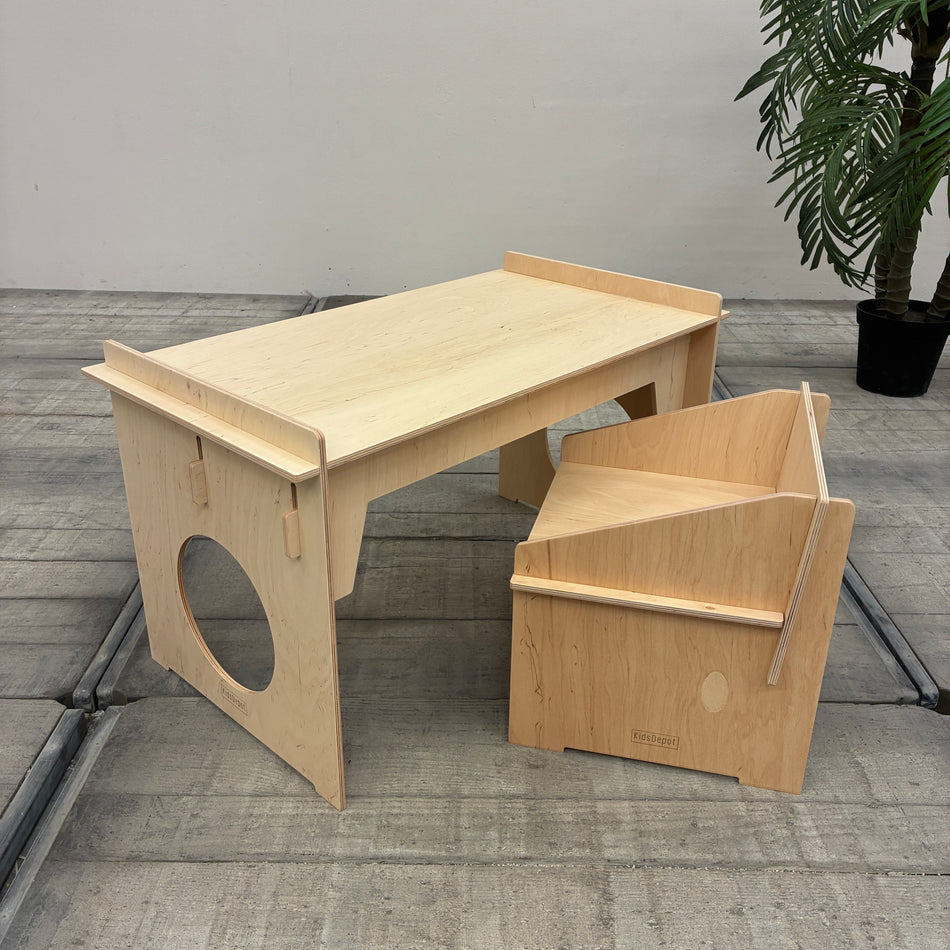KidsDepot Easyclick Athene Schreibtisch Set M Kindertisch Stuhl Holz Natur