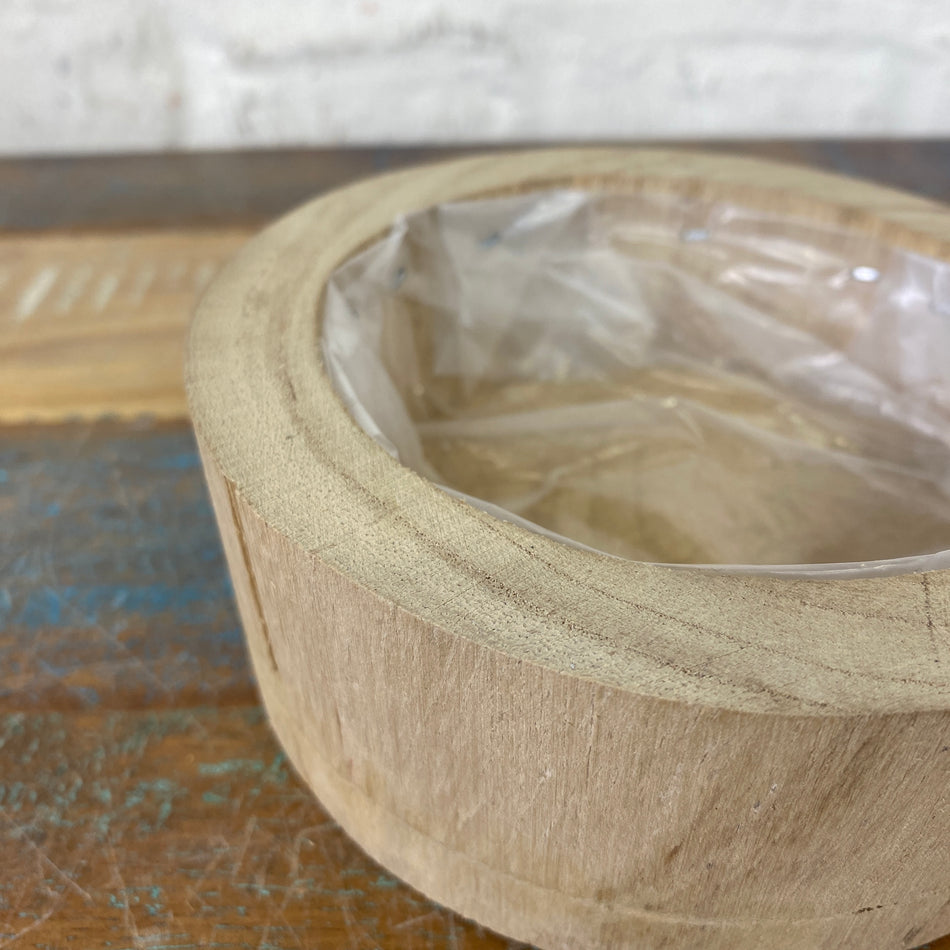 Holz Blumentopf Vollholz mit Kunststoff Beschichtung 13x4 natürlich Übertopf