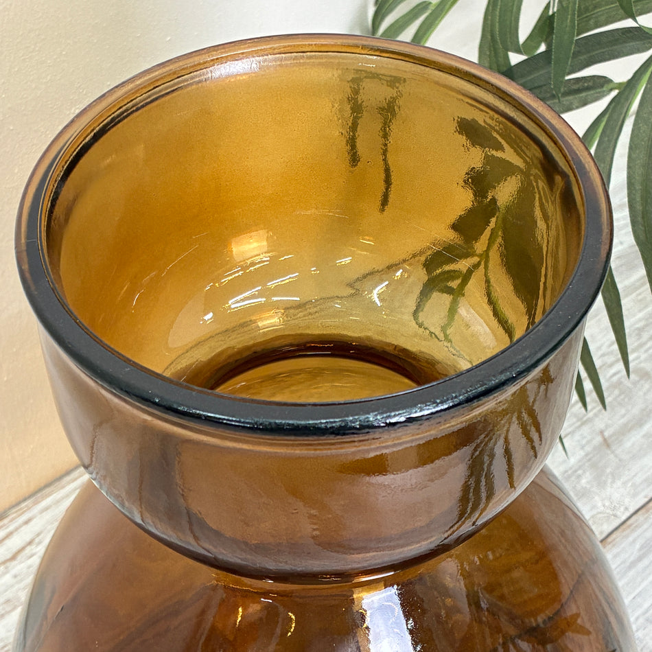 Vase Braun Glas Vintage Deko Altglas Retro 34cm Modern