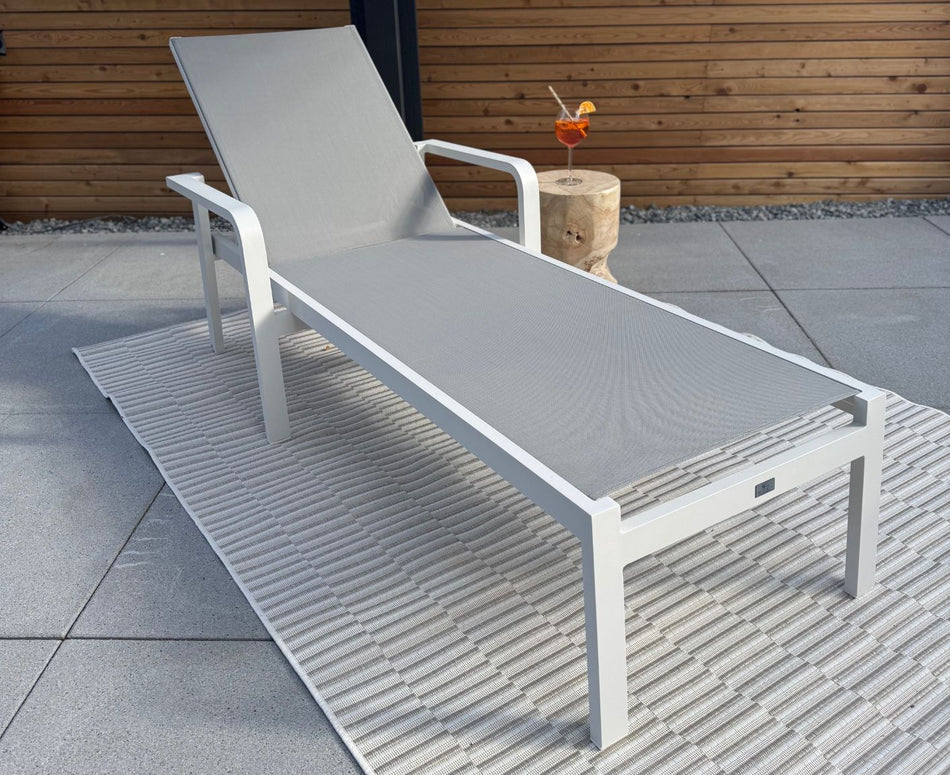 Sonnenliege Cleveland Weiß Gartenliege Liegestuhl