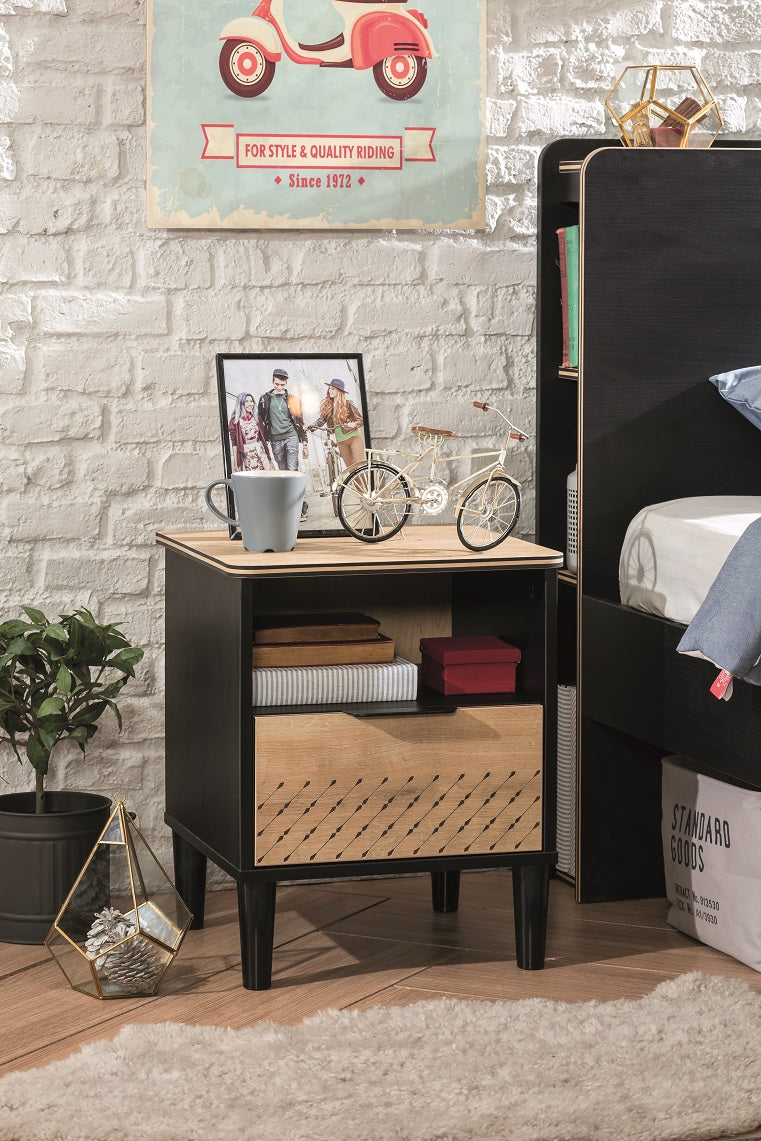 Cilek BLACK Nachttisch Schwarz / Beige