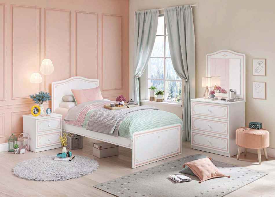 Cilek SELENA PINK Nachttisch Weiß / Rosa Nachtkommode