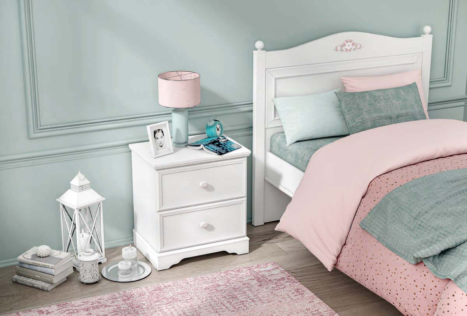 Cilek RUSTIC WHITE Nachtkommode Weiß Rosa Nachttisch