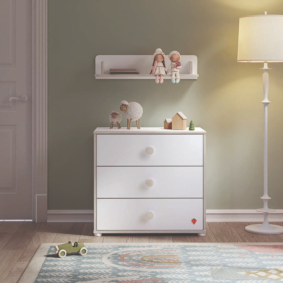 Montessori Kommode mit 3 Schubladen Weiß