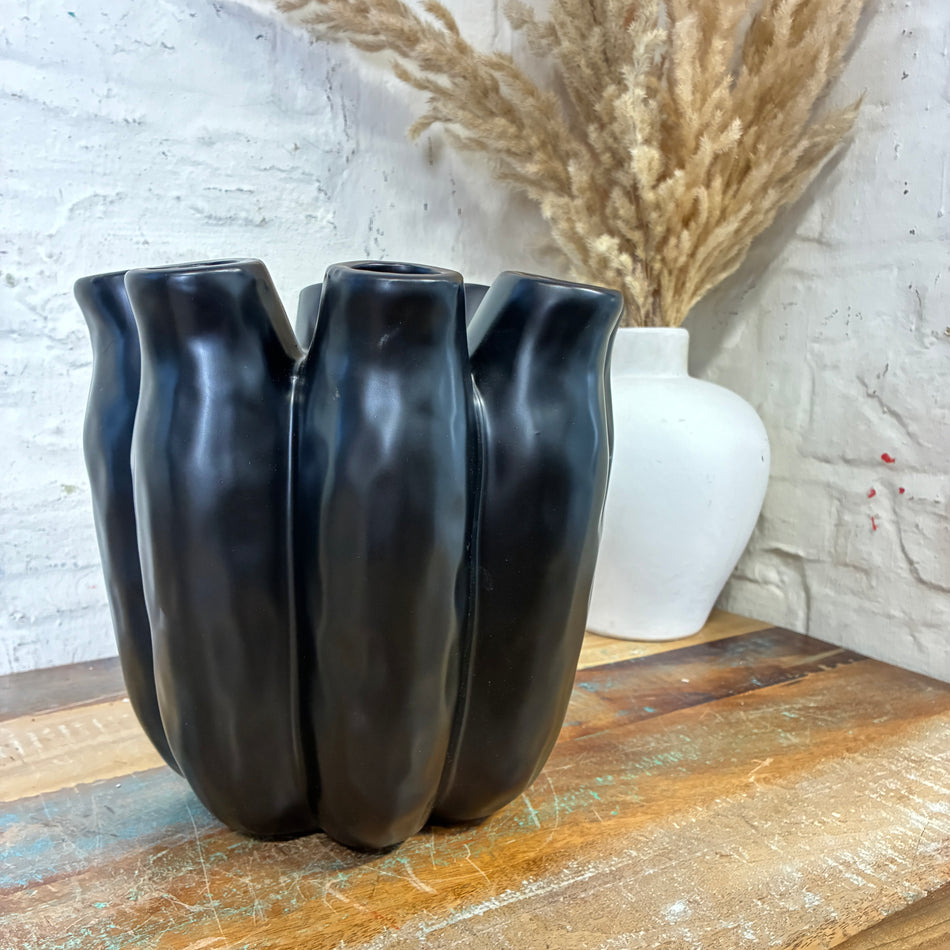 Luna Tube Vase schwarz Keramik 24cm