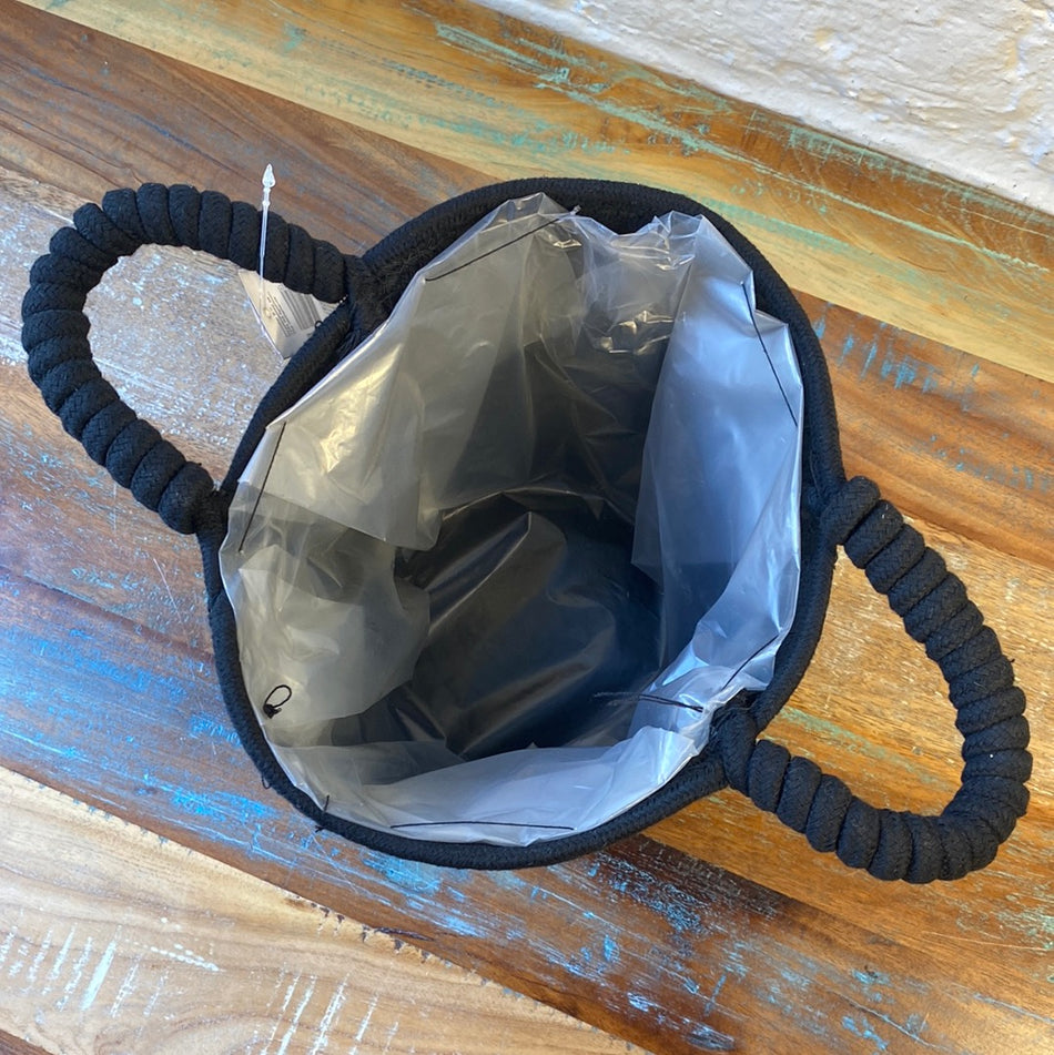 Korb Übertopf schwarz Baumwolle mit Henkel 22cm