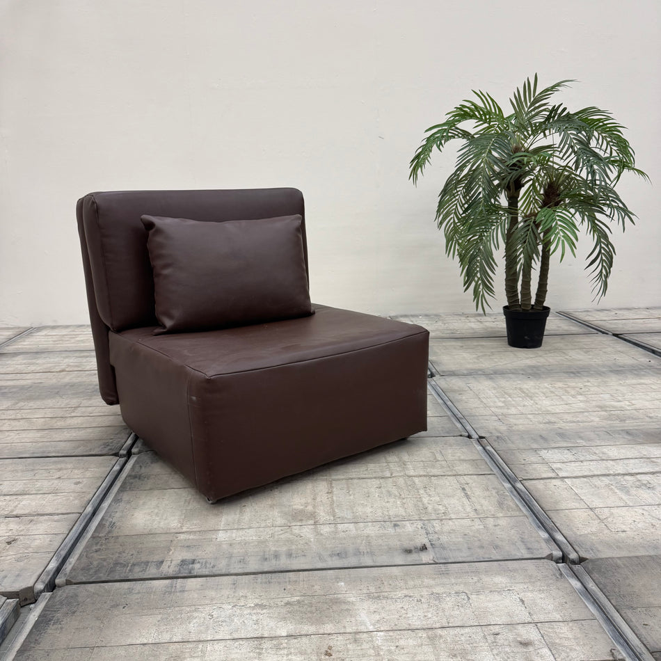 Schlafsessel Braun Kunstleder Ausziehbar Gästebett Sessel Gebraucht