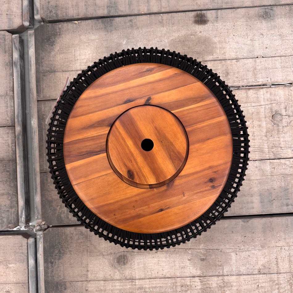 Design Outdoor Beistelltisch Geflecht Holz Garten Lounge Tisch Staufach