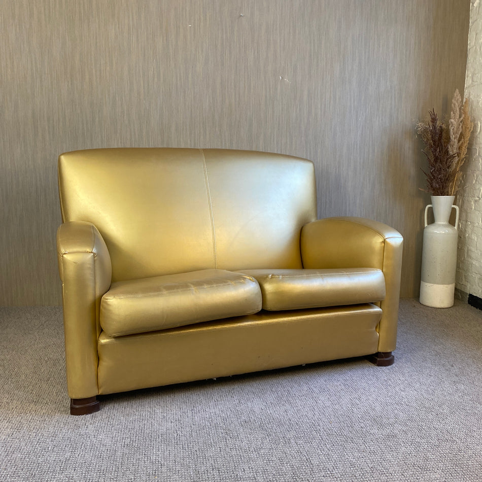 Sofa gebraucht golden Kunstleder 2 Sitzer Couch