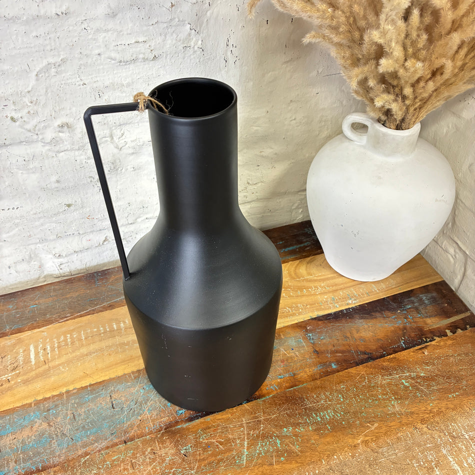 Vase Flaschenvase mattschwarz Metall 33,5cm Vase