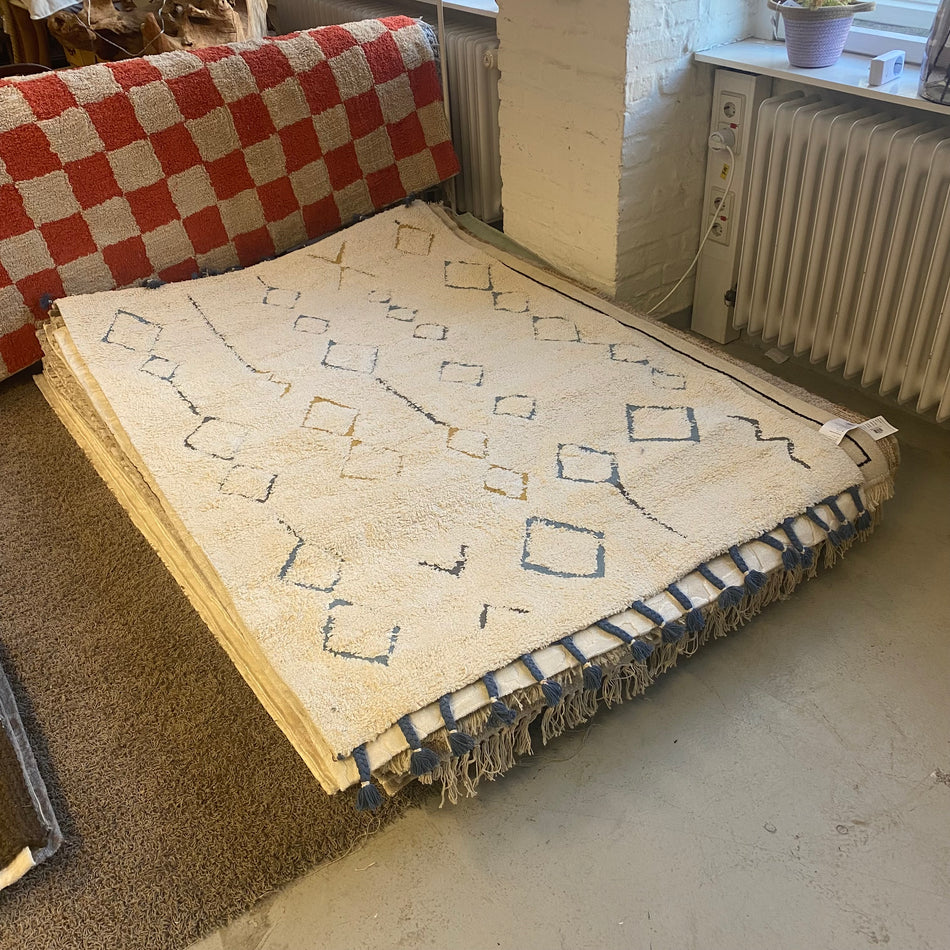 Teppich Creme Blau mit Ornamenten – Neuware – 120 x 180cm