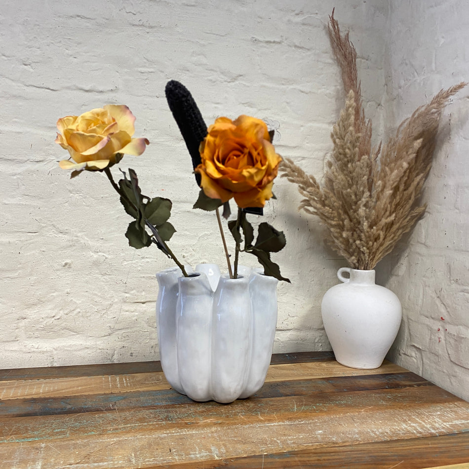 Luna Tube Vase weiß Keramik 24cm Deko Blumenvase