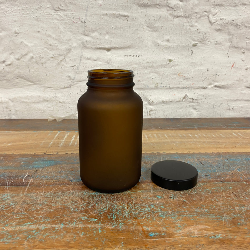 Glasflasche mit Deckel braun 200ml Gefäß Deko