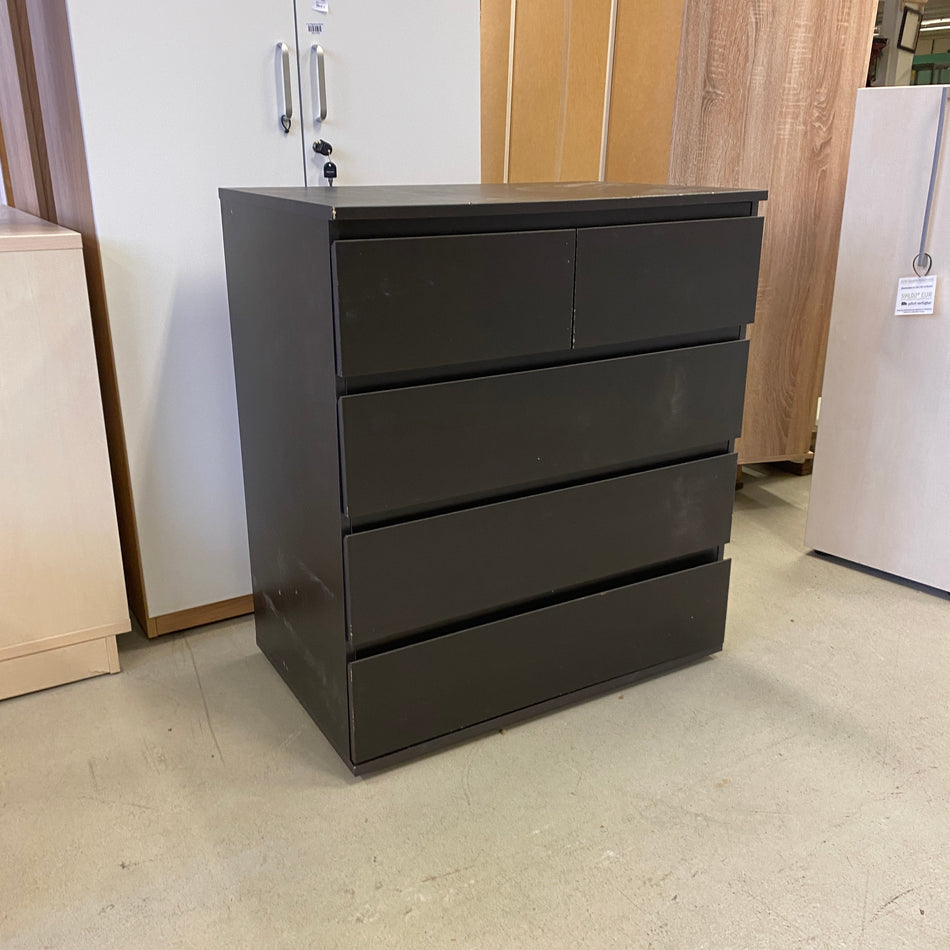 Moderne Kommode Dunkelbraun 5 Schubladen Sideboard Stauraum – gebraucht