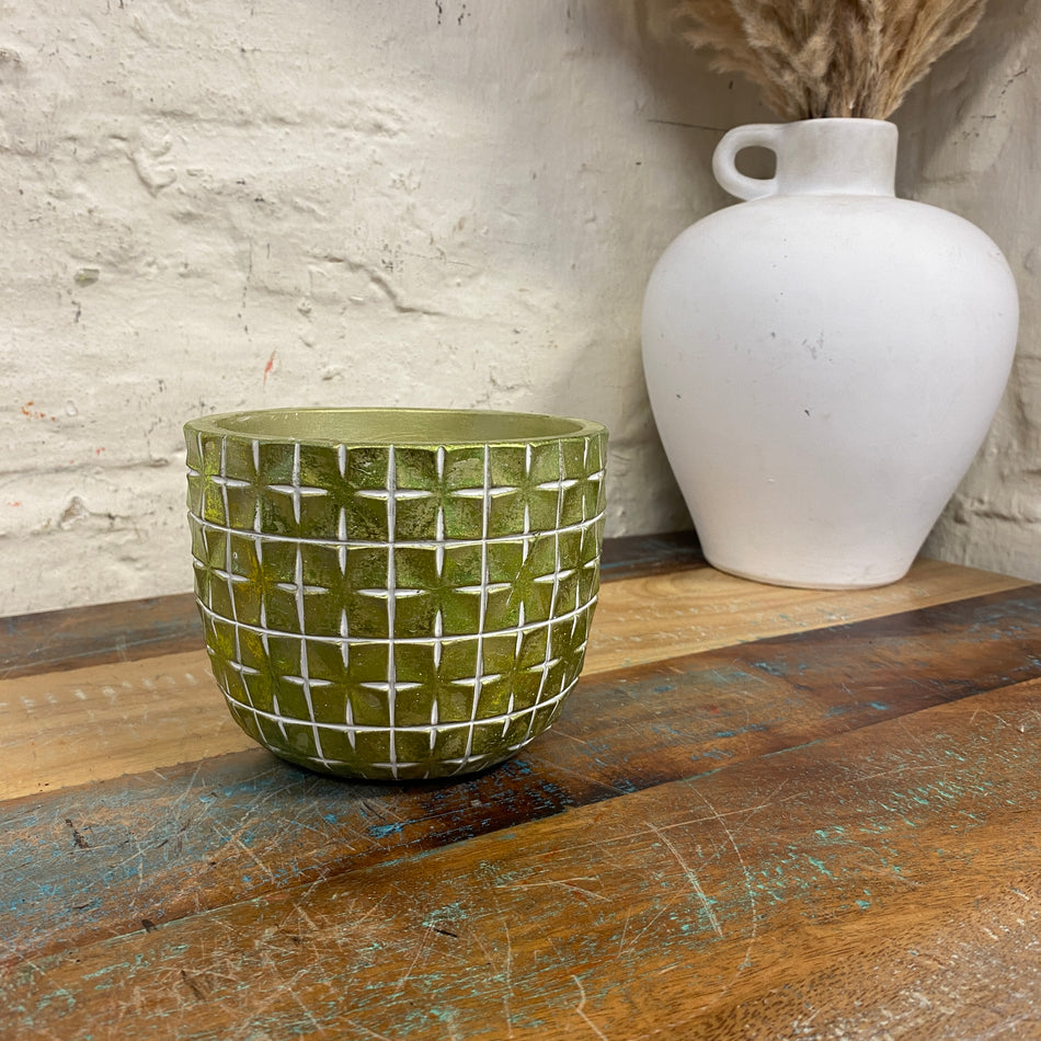 Blumentopf Hanoi grün 12 cm Keramik Übertopf