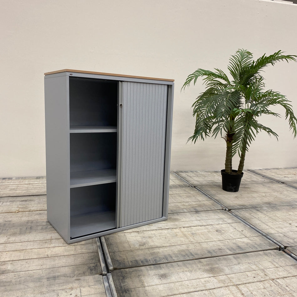 VS Querrollladenschrank Grau Holz ohne Schloss Büro Schrank Gebraucht