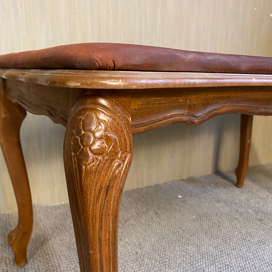 Vintage Sitzbank mit Polster & geschwungenen Beinen – elegante Holz Bank gebraucht