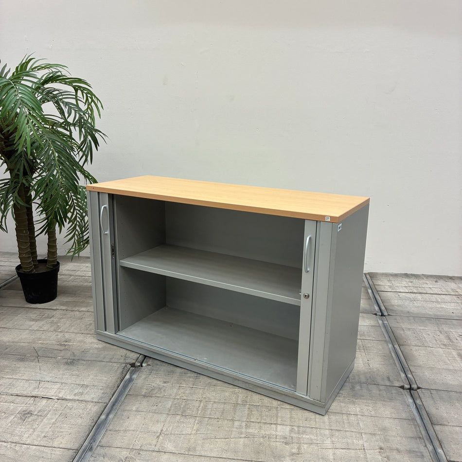 Sideboard 160x80 Querrollladenschrank Aktenschrank Grau Buche Abdeckung Büro Schrank Gebraucht