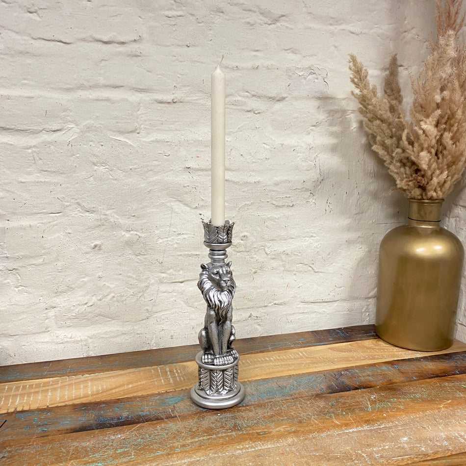 Kerzenständer Löwe silber Deko Kerzenhalter