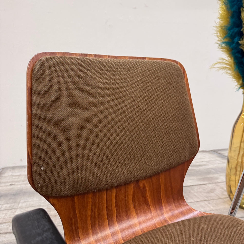 Besucherstuhl Braun Holz Metall Mit Armlehnen Gepolstert Stuhl Gebraucht