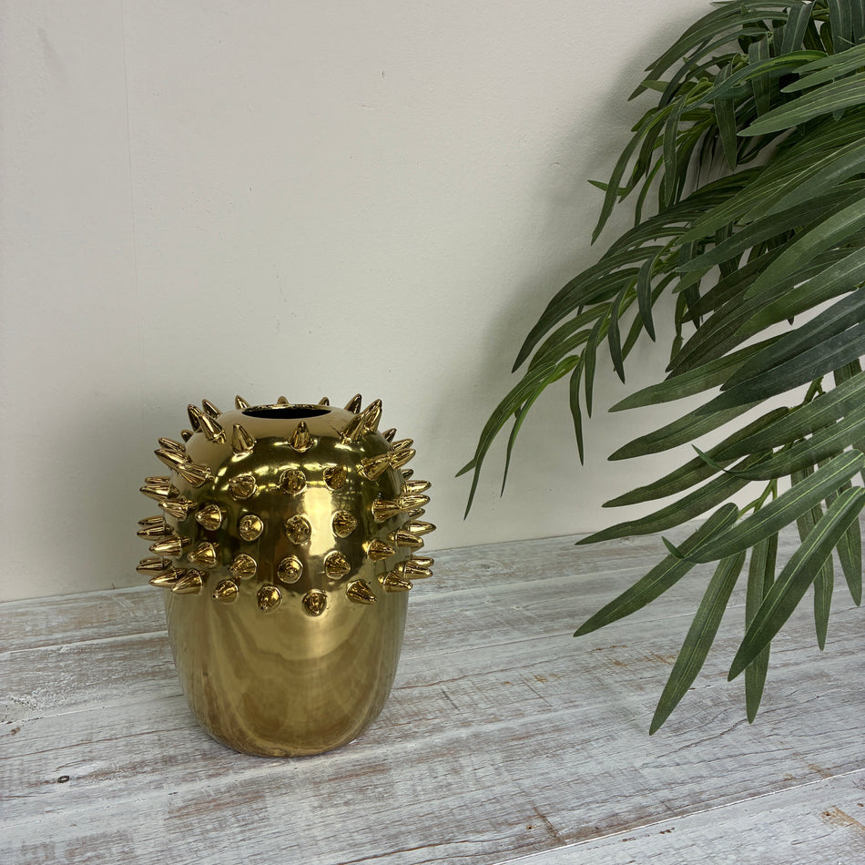 Vase Golden Stachel Design Keramik Deko 22cm