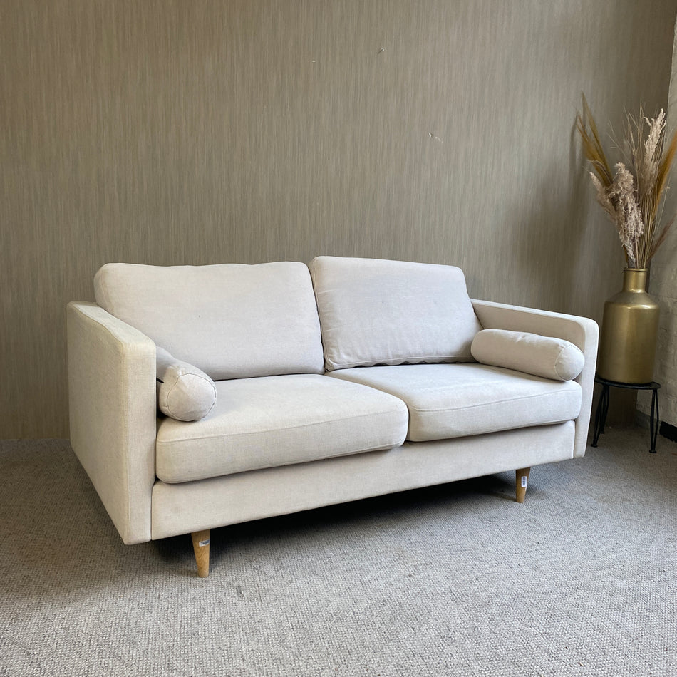 Sofa gebraucht grau Stoff gepolstert 2 Sitzer Couch
