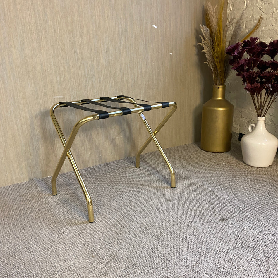 Kofferablage golden aus Metall mit schwarzen Gurten – klappbarer Kofferbank gebraucht