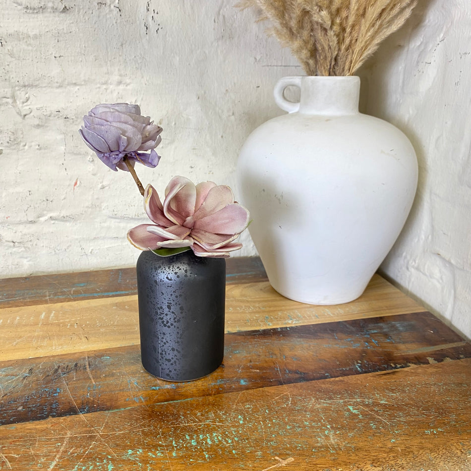 Vase Ted S Glas schwarz 10cm Deko Blumenvase