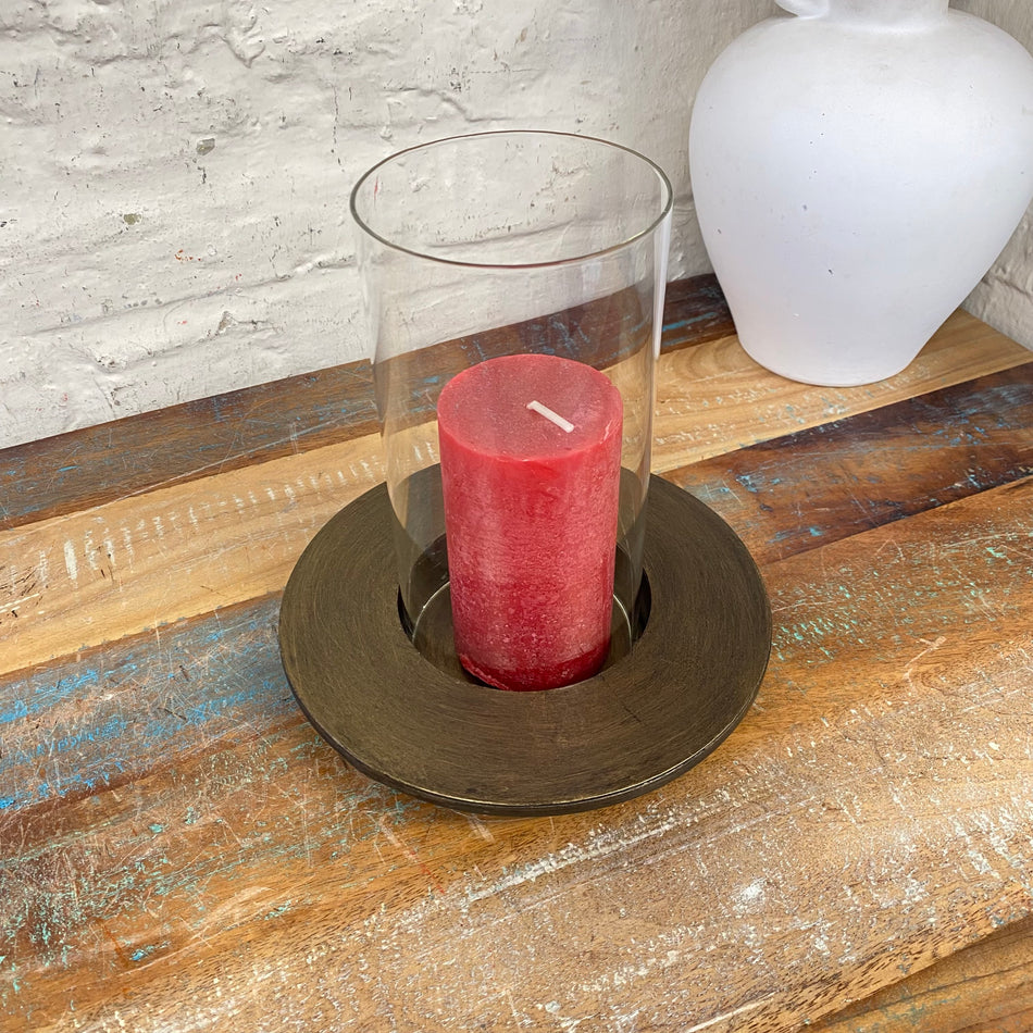 Countryfield Lainie Windlicht messing Glas Teelichthalter 20cm