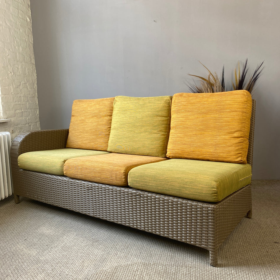Outdoor Rattan Sofa gebraucht orange grün matt dunkel 3 L