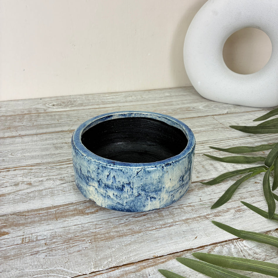 Paju Blumentopf 17cm Mandy Blau Weiß Marmoriert Übertopf Pflanzgefäß Deko