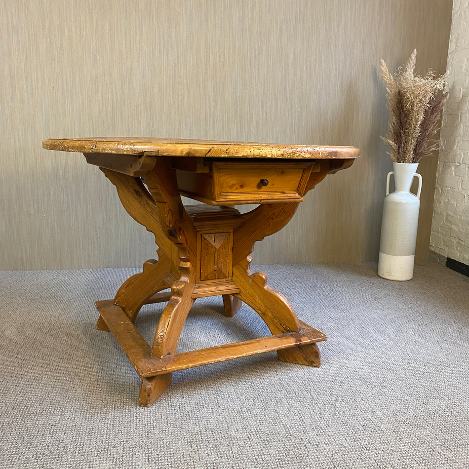 Vintage Esstisch gebraucht Weichholz 110cm Tisch mit Schublade