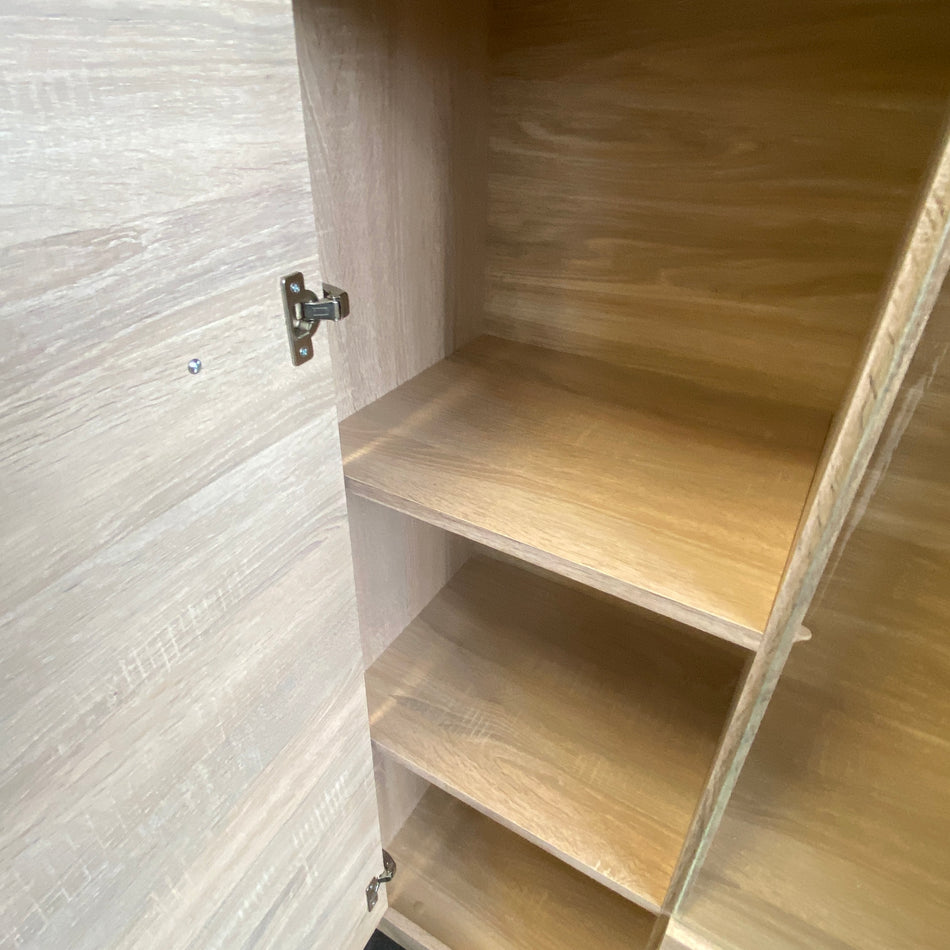 Schrank Vitrine Holz Glas links