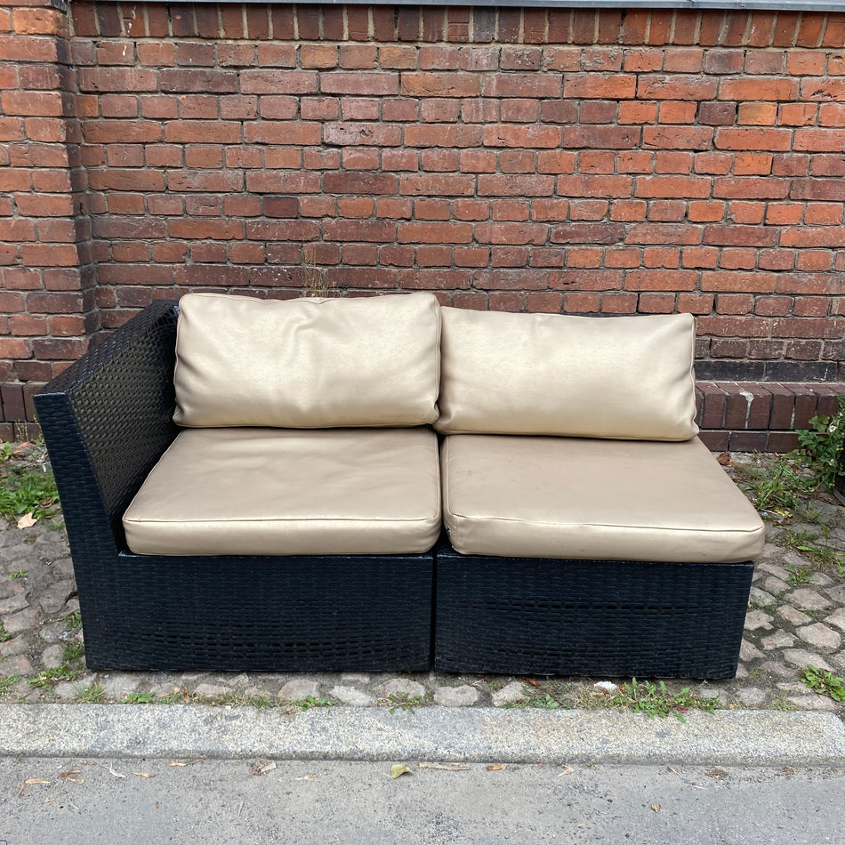 Outdoor Rattan Sofa gebraucht golden grau Kunststoff 137cm