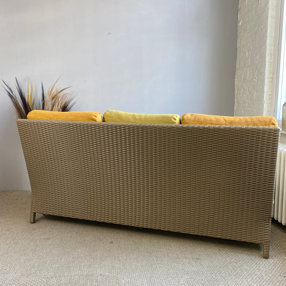 Outdoor Rattan Sofa gebraucht orange grün matt dunkel 3 L