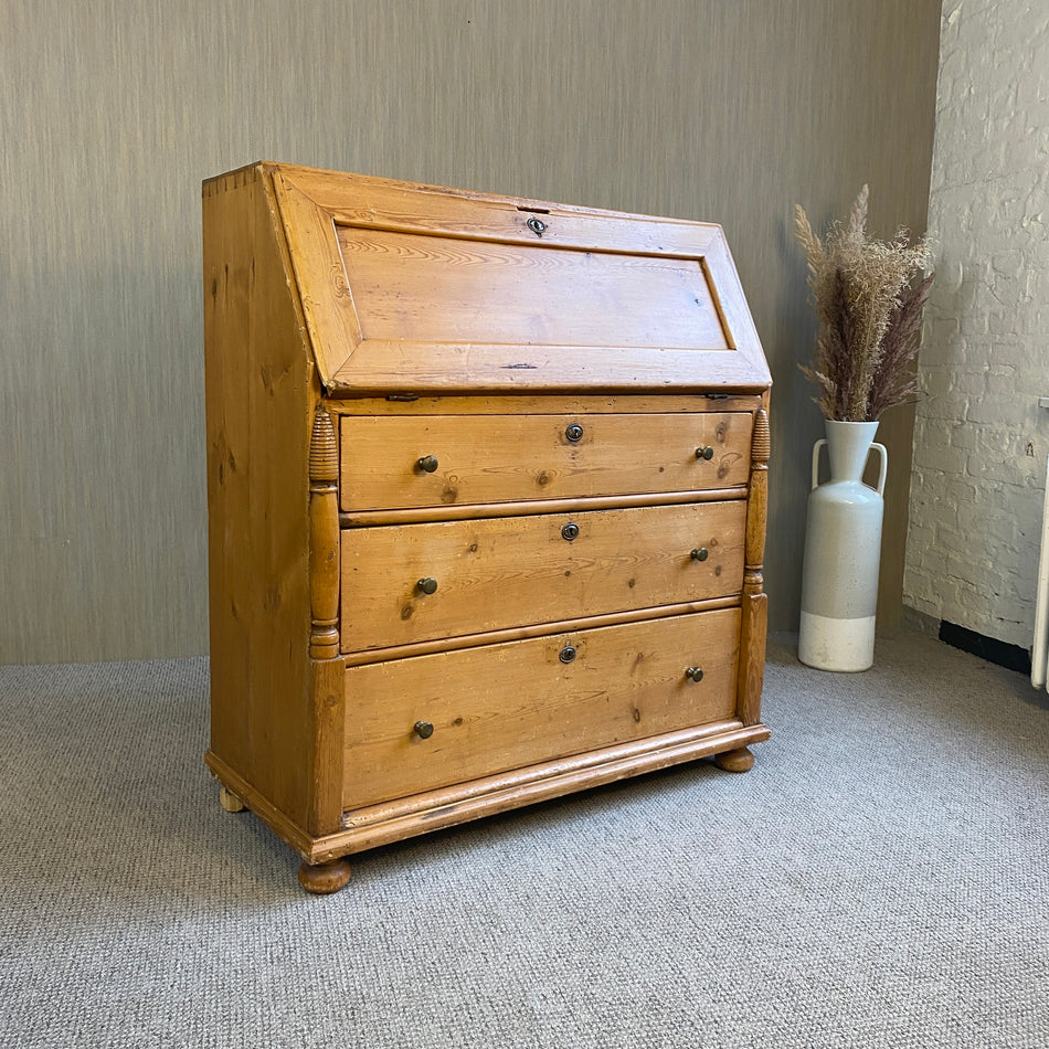 Vintage Sekretär antik Massivholz Weichholz Schrank Schubladen