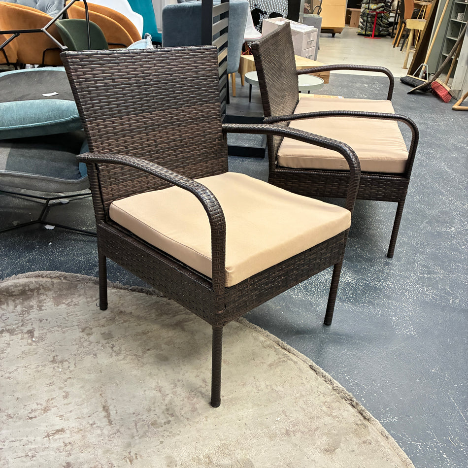 Gartenstuhl braun Kunststoff Stoff Outdoor Stuhl