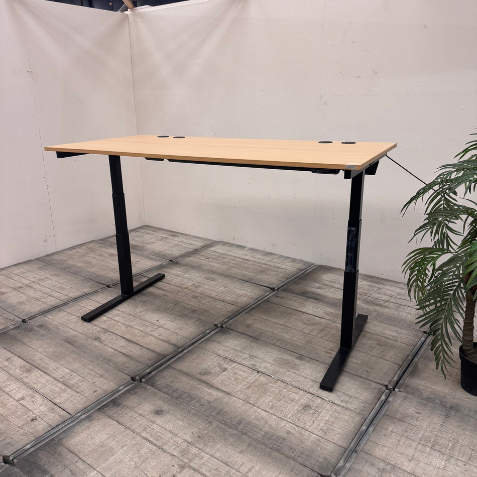 REISS Elektrisch Höhenverstellbarer Schreibtisch Rechteckig Holz Schwarz Tisch Gebraucht