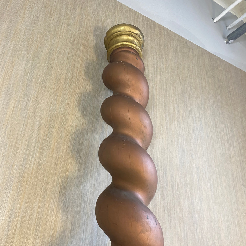 Gewundene Säule antik Holz golden 300cm 1900 Deko