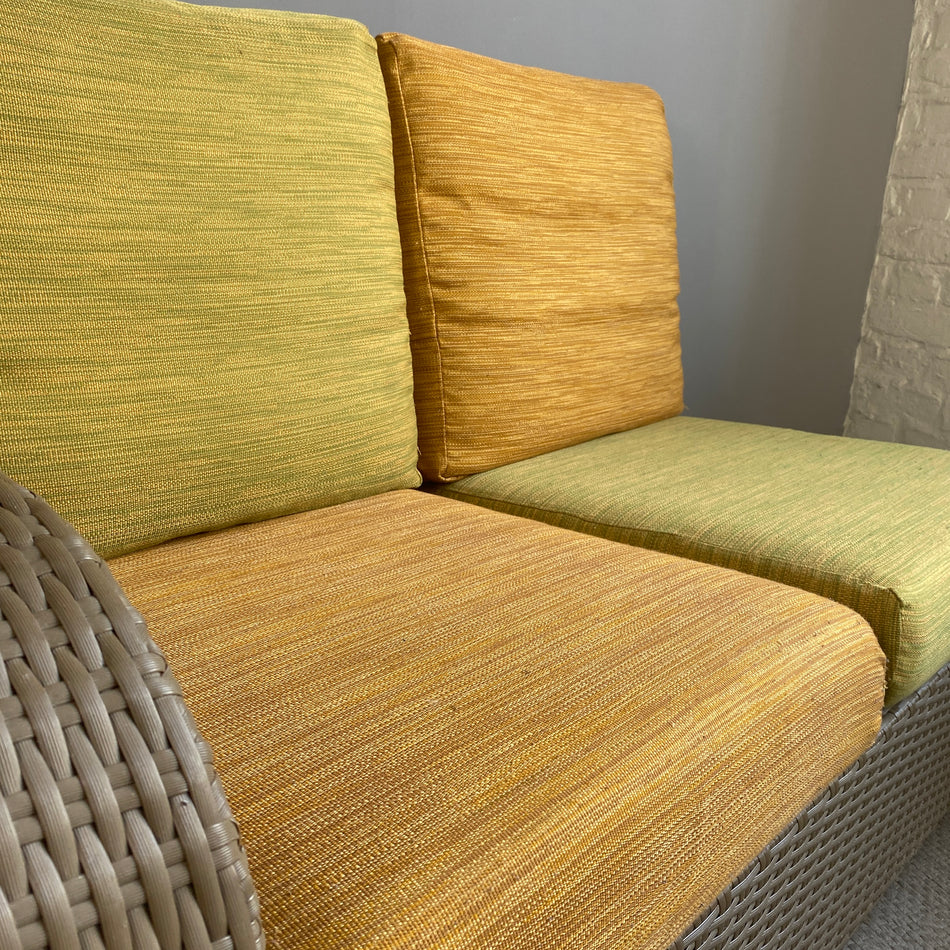 Outdoor Rattan Sofa gebraucht orange grün matt dunkel 2 Sitzer L