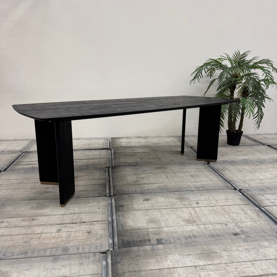 PTMD Liber Esstisch Schwarz Mangoholz Gold 200x100 Tisch