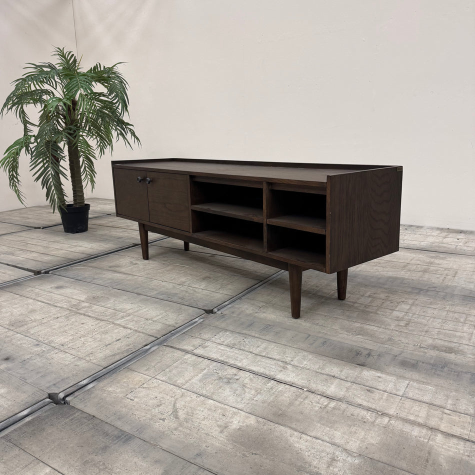 Oh My TV Lowboard TV-Schrank Dunkelbraun Holz Retro Mid-Century Stil Kommode