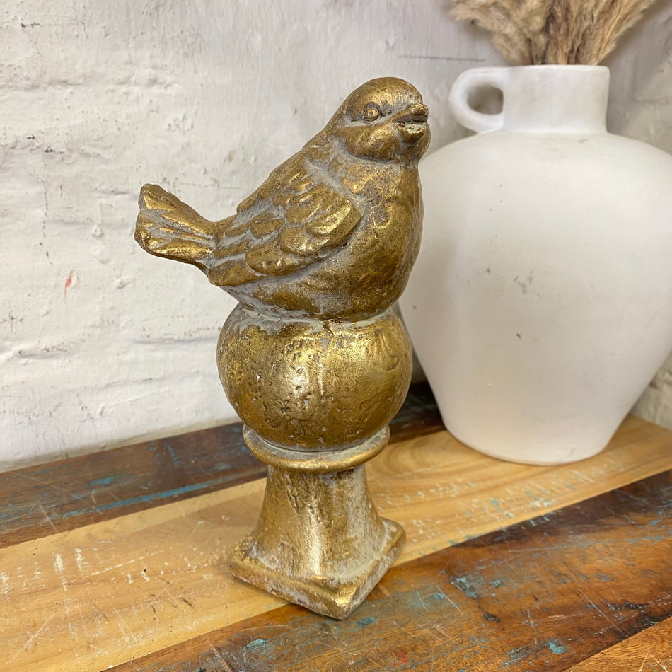 Countryfield Figur Terrence Vogel goldfarbig 21cm nach rechts schauend