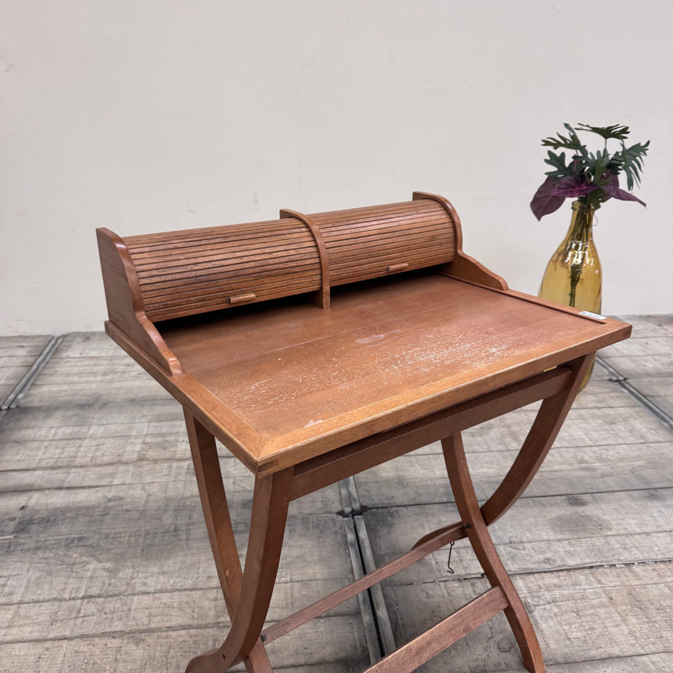 Schreibtisch Braun Holz X-Gestell Sekretär Tisch Gebraucht