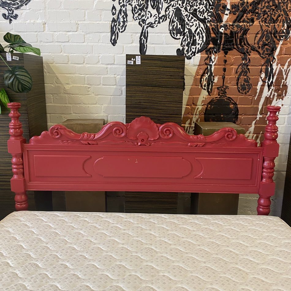 Vintage Bettkopfteil Massivholz rot –  Kopfteil gebraucht