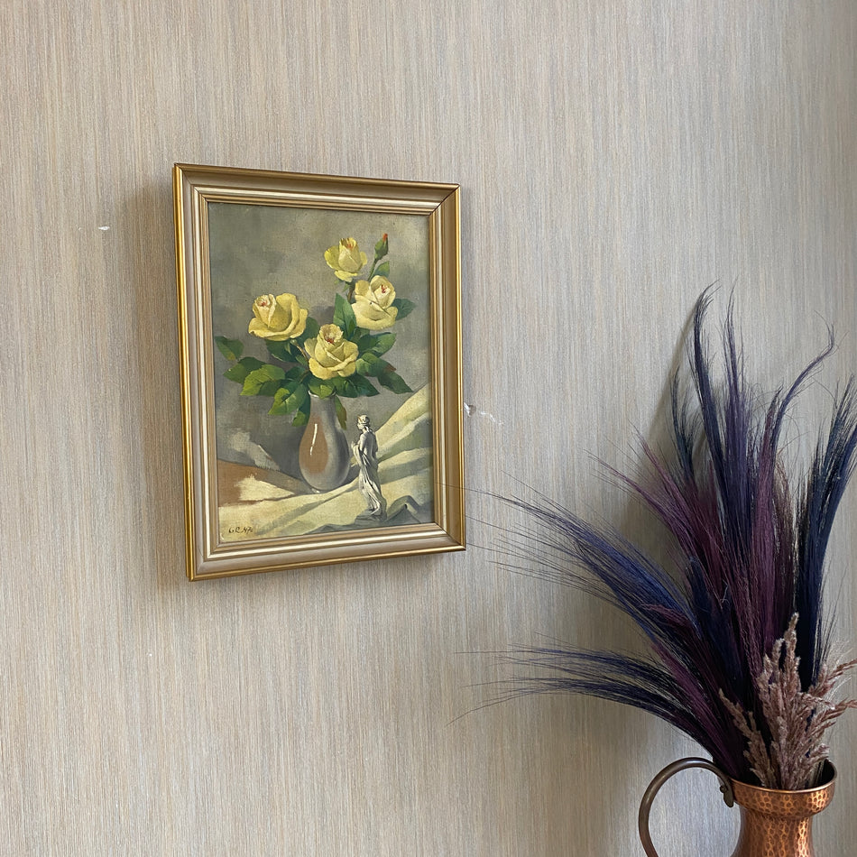 G.R. Kunst Blumen Stilleben mit Skulptur Wandbild